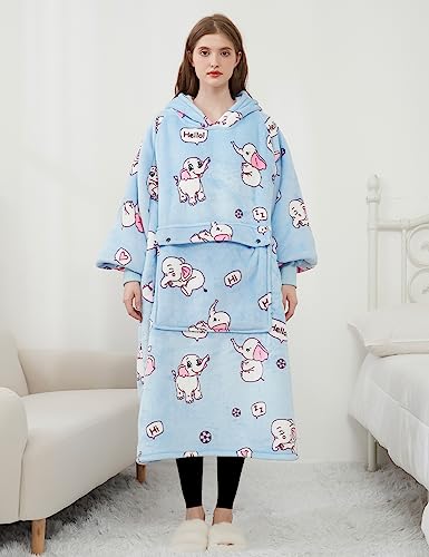 Image of KFUBUO Wearable Blanket Hoodie for Adults Sherpa All Patterns Oversized Sweatshirt Blanket with Pocket