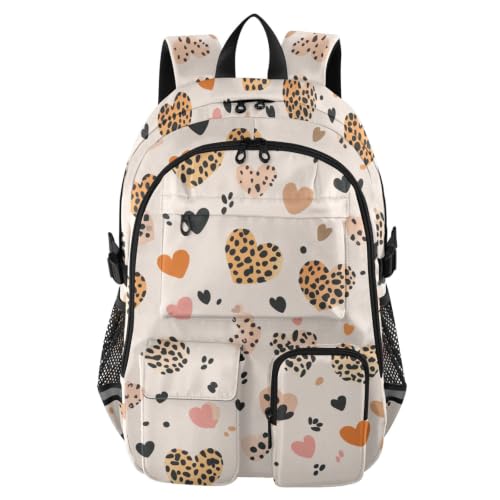 Mochila de viaje para laptop diseño leopardo marrón bolsa trabajo universitaria San Valentín