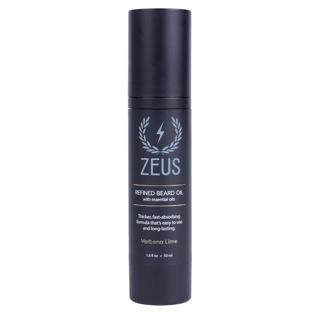 - ZEUS Refined Beard Oil for Men, Leave-In Conditioner for Beard & Mustache, Softens Hair, Fights Dryness & Itch (Made in USA) Verbena Lime