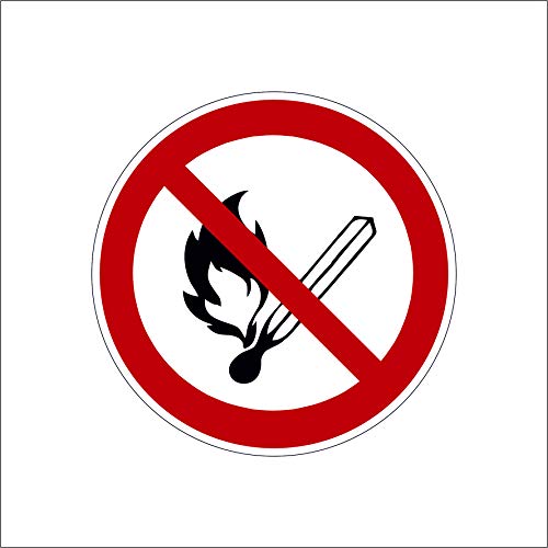 BROXO Panneau d'interdiction - Autocollant d'interdiction - Feu ouvert, interdiction de fumer - P 003 - Dimensions : Ø 100 mm - Lot de 3 - Rouge/blanc Cover