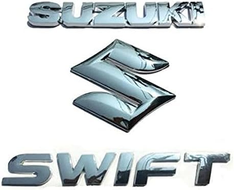 AEspares Compatible with Suzuki Swift Rear Grill Badge Emblem Chrome Silver Tail Gate 3D Logo Set