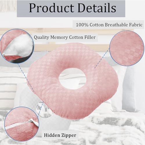 Image of Ear Piercing Pillow for Side Sleepers, Pillow with an Ear Hole for CNH and Ear Pain Ear Inflammation Pressure Sores, O-Shaped Side Sleeping Pillow, Ear Guard Pillow (Light Pink)