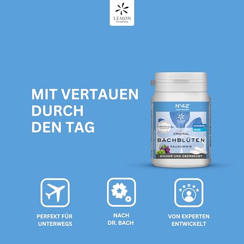 Original Bachblüten Kaugummi Nr. 42 Vertrauen von Lemon Pharma, Vegan und Zuckerfrei