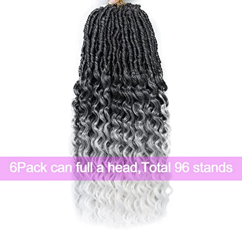 FANWYFYU New Faux Locs Crochet Hair With Deep Curly Ends 24 Inch 6Packs Black Goddess Soft Locs Synthetic Braids Prelooped Dreadlock Hair Extensions ((1B/Gray/White) - Image 4