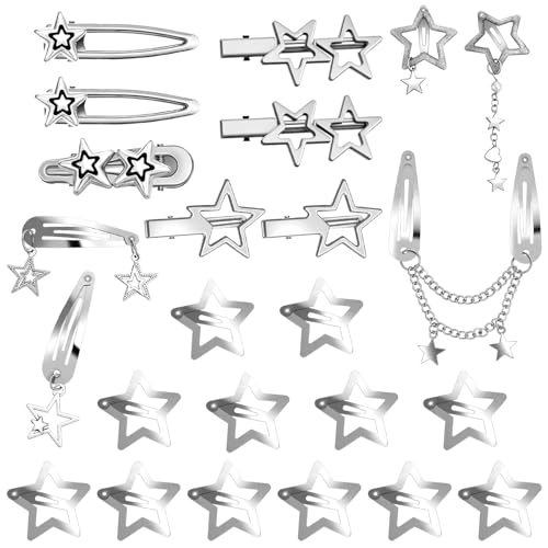 24 Pzas Pinzas de Estrella Plateada para Cabello miniatura 1