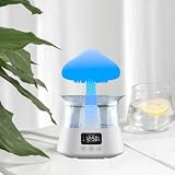 Difusor Aroma Hongos con luz LED de 7 Colores, humidificador de Gota de Lluvia con Sonido de Gota de Agua, lámpara Cascada, Micro humidificador con Control Remoto para el hogar, Dormitorio, Oficina