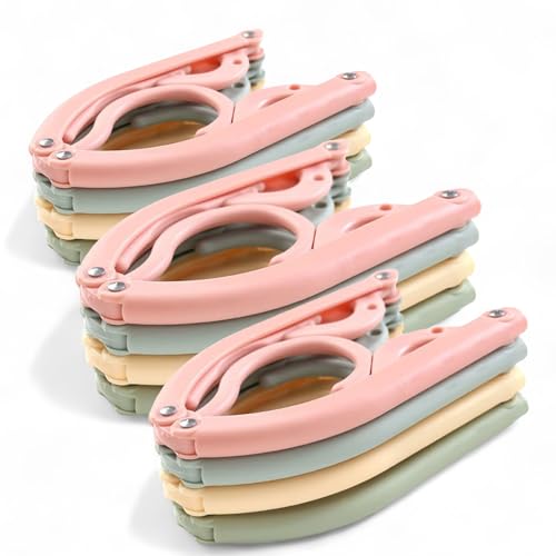 Image of Travel Curry - Portable Folding Clothes Hanger Set | Foldable Non-Slip Hangers for Wardrobe, Travel & Outdoor Drying | Space-Saving Multifunctional Adult & Child Hangers - Pack of 12