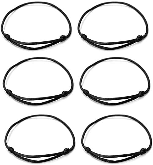 Evil Eye Black Thread Bracelet Pack of 6, Adjustable Protection Thread for Men, Women and Kids, Handmade Nazar Raksha Thread