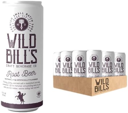Wild Bill's - Root Beer, Classic Soda Pop, Pure Cane Sugar, NO High Fructose Corn Syrup, Caffeine Free, Gluten Free, Vegan Friendly (12 oz, 12-Pack)