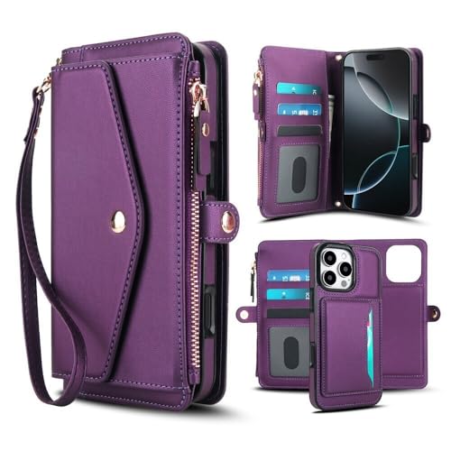 Étui portefeuille iPhone 17 Pro Max violet amovible pour libérer vos poches