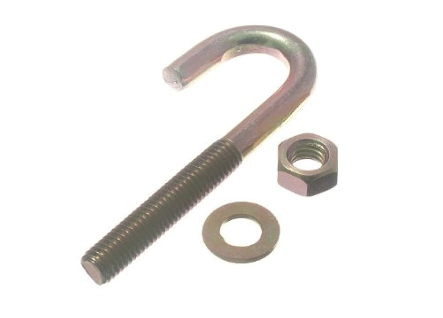 Onestopdiy.com 6 X Roofing Hook Bolts + Nut And Washer M8 X 80Mm Yzp Steel