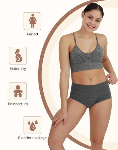 Image of INNERSY Period Underwear for Women Leakproof High Waisted Menstrual Cotton Panties 3 Pack