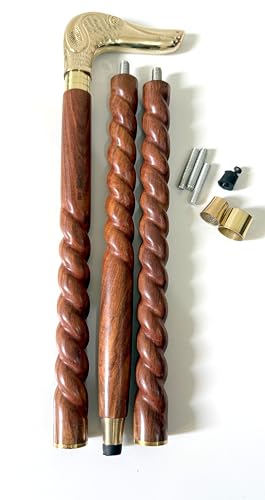Canne de marche pliable en 3 pièces, bois robuste et poignée ergonomique