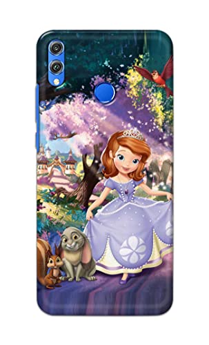Image of PRINTFIDAA Cartoon Little Girl with Crown and Pet Animals Printed Designer Hard Case for Honor 8X, JSN-L11, JSN-L21, JSN-L22, JSN-L23 Back Cover -(e) RPM1008