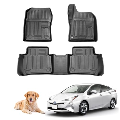 Shvgen 適合対応 トヨタ 50プリウス PRIUS 50系前期 後期専用フロアマット 2012年〜現行ZVW50 ZVW51 ZVW55 3D 車種専用設計プリウス50 TPE材質 防水 耐摩擦 耐汚 簡単取付れ(3点セット、ブラック)