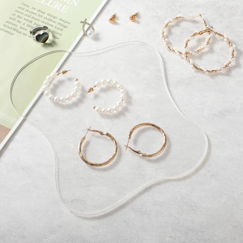 Lot de 2 dessous de verre en acrylique transparent irrégulier, pour bar, boissons, tasses à café, assiettes décoratives transparentes pour bureau, cuisine, bureau, accessoires de pose – Image 5