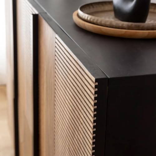 Image of The Attic Georgia TV Cabinet|Solid Wood Sideboard TV Cabinet for Living Room|Classy Live Edge TV Cabinet|Wooden Free Standing TV Unit Side Board Table with Storage|Honey Matte Finish