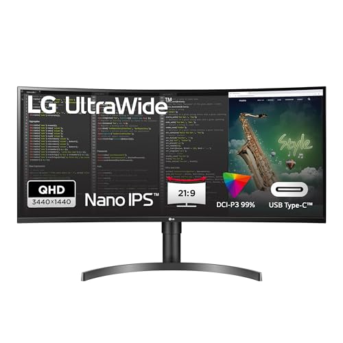 LG UltraWide Curved QHD Monitor 35WN75CP-B 89 cm - 35 Zoll, VA-Panel, HDR10, AMD FreeSync, Schwarz