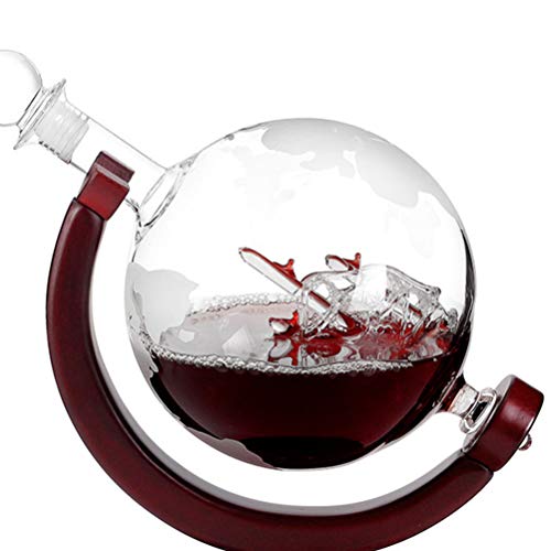 UPKOCH Mini-Wereld geëtst globe karaf whisky karaf met houder voor wodka jenever 850ml - Afbeelding 3