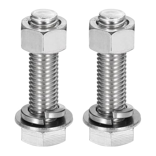 uxcell 六角ボルト M12 x 50mm 304ステンレス鋼 ボルト ナット ワッシャー セット 六角ネジ セット 全ねじ 2セット - uxcell - 商品画像