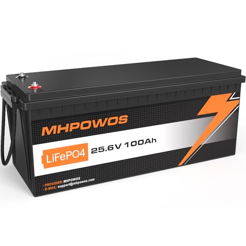 MHPOWOS 24V 100Ah LiFePO4 Battery,Smart 100A BMS Deep Cycle 