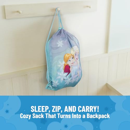 Image of Jay Franco Disney Frozen Sparkle Slumber Sack - Cozy & Warm Kids Lightweight Slumber Bag /Sleeping Bag - Featuring Anna and Elsa (Official Disney Product)