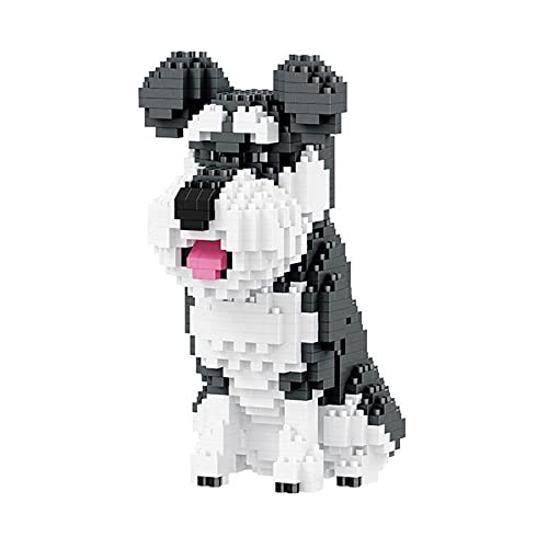 Larcele 934 Piezas Micro Animal Bloques de Construcción Set, Mini Kit de Juguete de Ladrillos de Construcción de Bricolaje KLJM-05 (Schnauzer) Cover