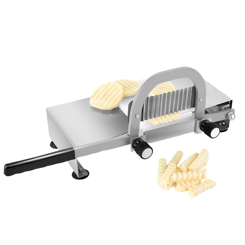 Welliger Crinkle-Chip-Maker, manuelles Pommes-Frites-Schneidwerkzeug für Kartoffeln, Karotten, Gurken, Gemüsezubereitungsgerät aus Edelstahl, 50 x 13 x 19 cm, für die Küche zu Hause