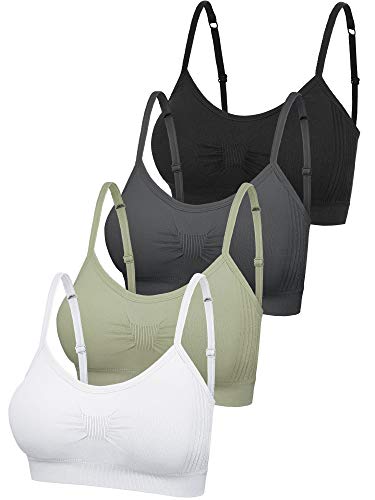 Image of SATINIOR 4 /12 Pieces Bralette Neck Cami Bra Wireless Tank Top Sports Bra for Women