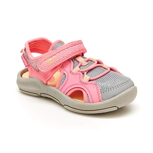 OshKosh B'Gosh Girls Tempu Sport Sandal, Grey/Pink, 9 Toddler