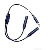 WODASEN GA Dual Plugs (3/16' Mic plug (PJ-068) &1/4' (PJ-055) Speaker plug) General Aviation Headphone to U174/U Helicopter Nexus TP-120 Plug Civilian Headset Adapter Connector for Pilot Convert Cable