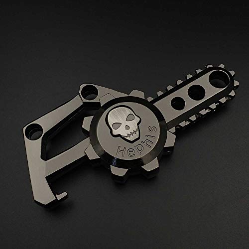 Hephis Chainsaw Skull Car Keychain with Dual Rings for Men,Women,Bottle Opener(Gun Black)