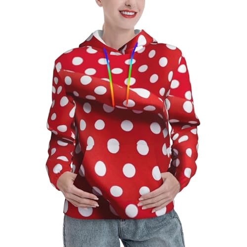 Sweat à capuche pois rouges EdWal pour femme avec poche kangourou