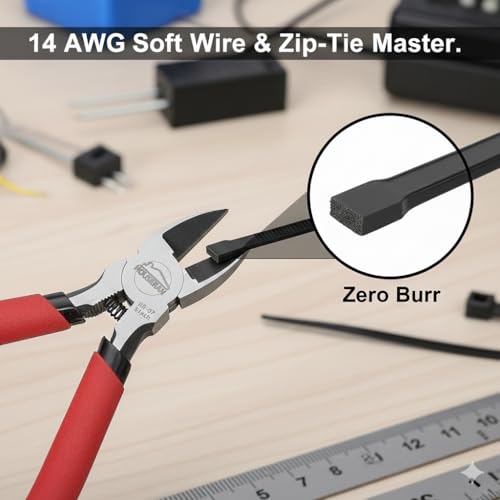 Image of 2pc Mini Wire Cutters & Needle Nose Pliers Set for 3D Print | 2pc Wire Snips, Micro Flush Cutter, Zip Tie Cutter, Precision Sprue Nipper, Craft Hobby Modeling Tool Kit (5 Inch)