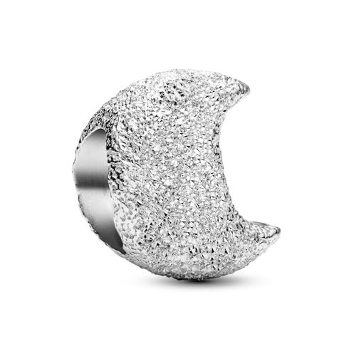 PANDORA Moments 794054C00 - Ciondolo a forma di luna testurizzata in argento Sterling, compatibile con Moments