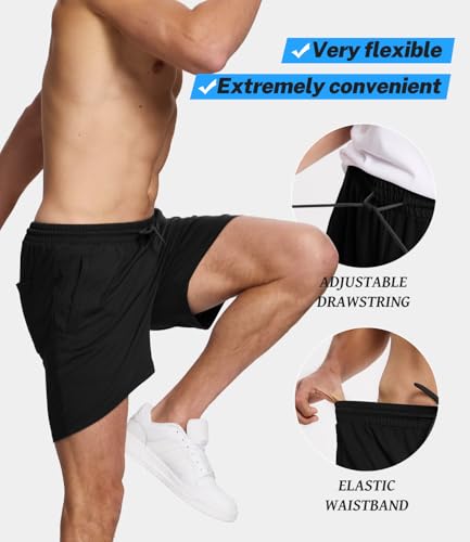 BAMBOO COOL Men's Athletic Shorts Dry Loose-Fit Running Workout Gym Shorts Breathable Lightweight Activewear with Pockets3