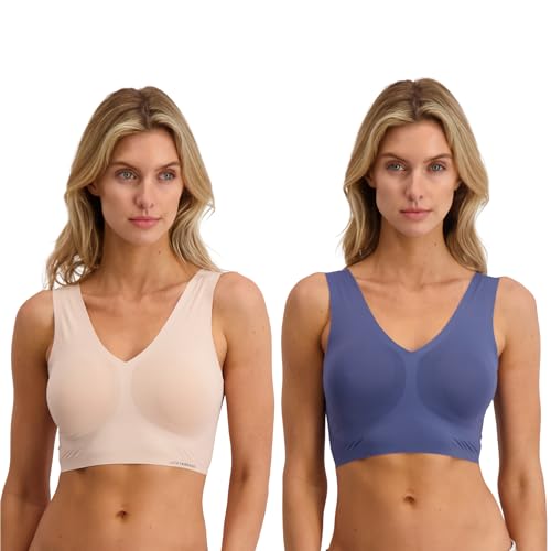 Lucky Brand Women's Seamless Wire-Free Comfort Lounge Bra Multi-Pack, (2-Pack), Smoky Grape, Medium
