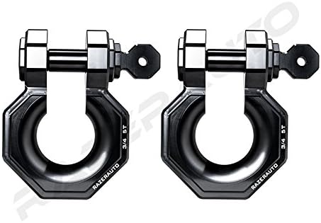 Falcon XL Precision Black Billet Aluminum 5.0 Ton D-Ring Bow Shackle 1 Pair 3/4 Inch - Rugged 5.0 Ton Pull Capacity with 2-Day Shipping