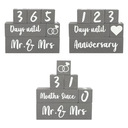 Wedding Countdown Sign, Wooden Blocks Wedding Day Countdown Calendar