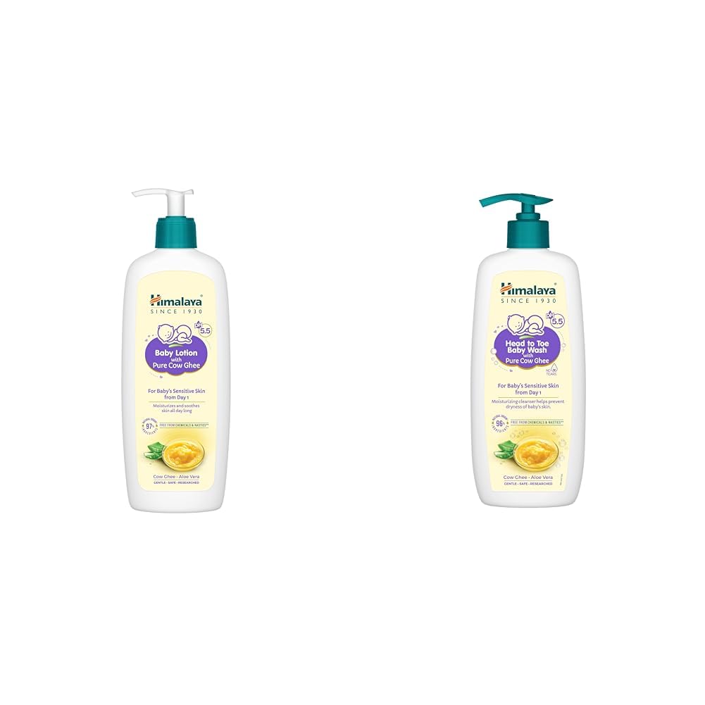 Himalaya Baby Lotion with Pure Cow Ghee & pH 5.5 (400 ml) + Himalaya Baby Head to Toe Wash with Pure Cow Ghee & pH 5.5 (400 ml)-image-32