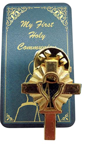 First Holy Communion Chalice Pin Accessory Set for Boys or Girls with Prayer Card Pack