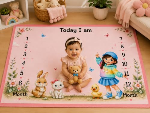 Image of NEW COMERS Milestone Baby Blanket for All Season Play Mat, Super Soft Foam | 3 Layer Thick Mat Blankets for Kids /New Born Monthly Photoshoot