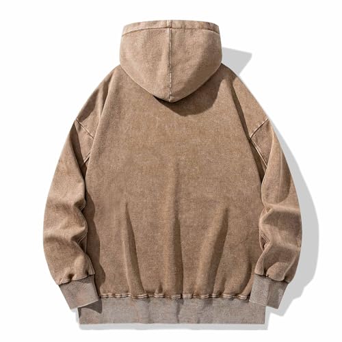 Men Casual Hoodies Plush Cotton Pullover Long Sleeve Oversized Sweatshirt Vintage Heavyweight Hoodie Men Streetwear3
