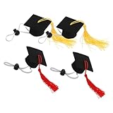 Frcolor 4個ミニチュア博士帽 タッセル付きペット用卒業キャップ 小型犬猫用卒業式帽子 玩偶装飾用快適ポリエステル素材 パーティー衣装ア