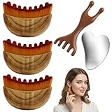 Gesichtsbürste Mit Naturborsten, Lymphdrainage Massagegerät, 5-teiliges Set Mit Alpenfaser Gesichtsbürste Und Gua Sha Bürste, Ideal Für Tägliche Gesichtspflege