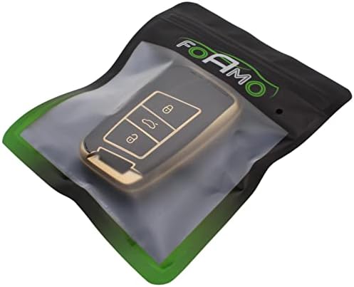 FOAMO Etui na kluczyki samochodowe kompatybilne z VW Passat B8, SEAT, Skoda Keyless  etui na kluczyki samochodowe z TPU, etui ochronne do kluczyków samochodowych, czarne