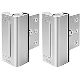 Home Security Door Lock, Upgrade Easy Open Childproof Door Reinforcement Lock with 3' Stop Withstand 800 lbs for Inward Swinging Door, Add Extra Lock to Defend Your Home Safe (Silver)