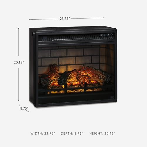 Signature Design by Ashley 24" Electric Infrared Fireplace Insert with Remote Control, Black - Thumbnail 2
