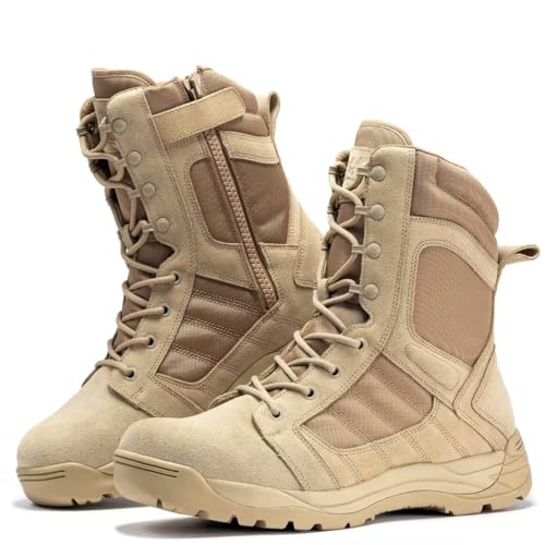 Image of Tactical Boots for Men Side Zipper 8 Inch Lightweight Comfortable Military Hiking Boots(BMP110)