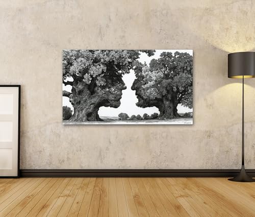islandburner Tableau mural sur toile représentant des arbres communicants, en noir et blanc, édition S1 – vue 2